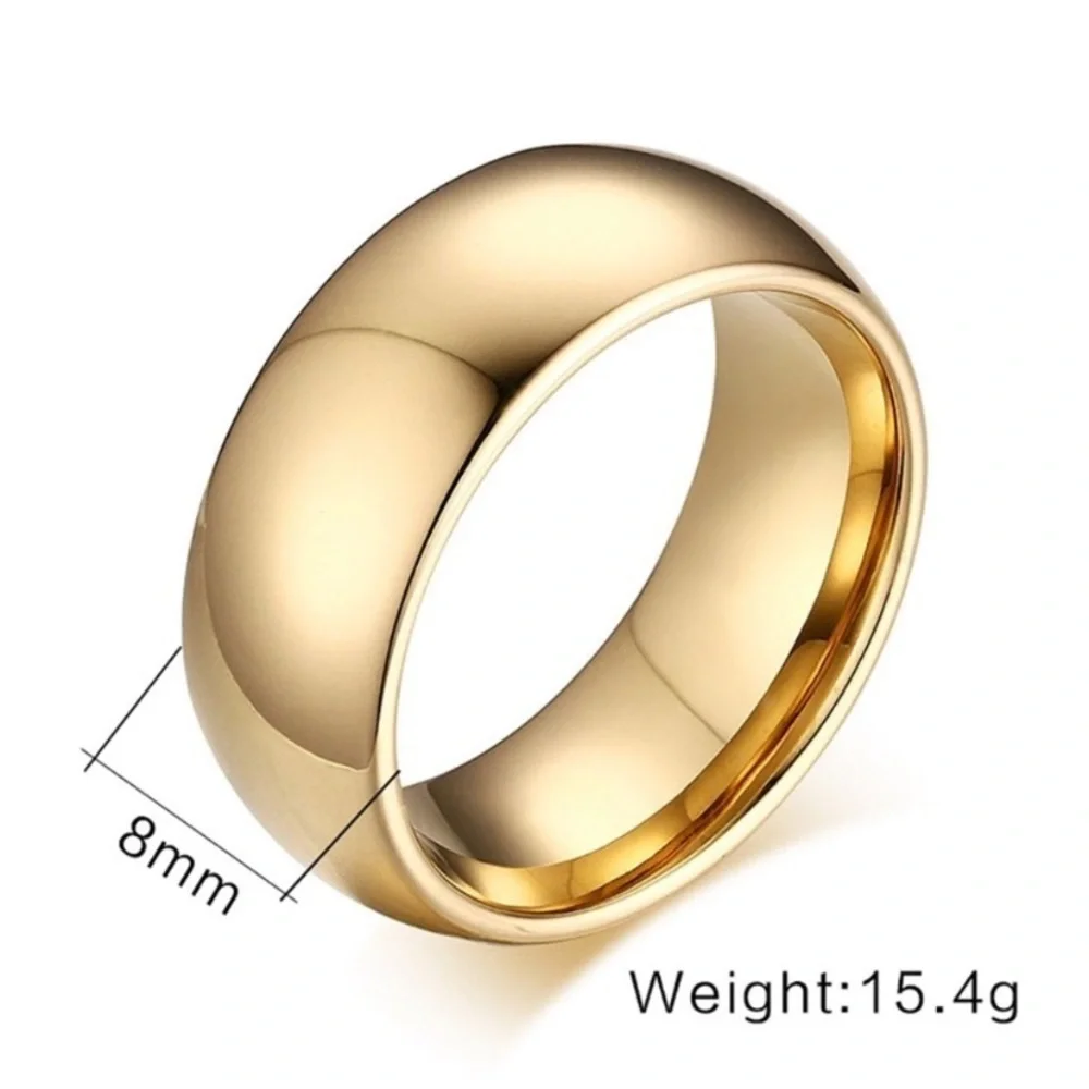 NEW 14K Gold Plated 8mm Wedding Ring Over Stainless Steel Men Women Unisex